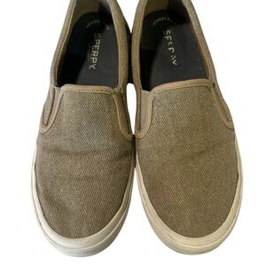 Sperry Tan Slip-On Sneakers with Elastic Goring